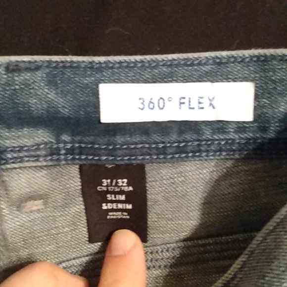 H&M men's distressed slim straight 360 flex denim jeans - Picture 3 of 7